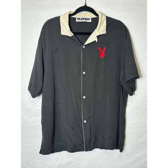 Pacsun Men's Playboy Embroidered Logo Button Down Shirt Size L - Picture 1 of 3